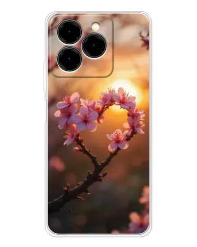 Чехол для Ulefone Note 20 Pro с картинкой «Розовый цвет сердце на фоне заката»