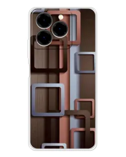 Чохол для Ulefone Note 20 Pro з картинкою «Коричневі об'ємні квадрати»