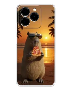 Чехол для Ulefone Note 20 Pro с картинкой «Капибара с пиццей»