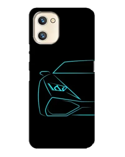 Чехол для UMIDIGI A13s с картинкой «Голубой силуэт Lamborghini»