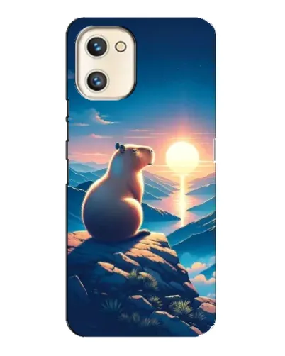 Чехол для UMIDIGI A13s с картинкой «Закат солнца с капибарой»