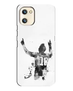 Чохол для UMIDIGI A13s з картинкою «Чорно-білий силует Мессі»
