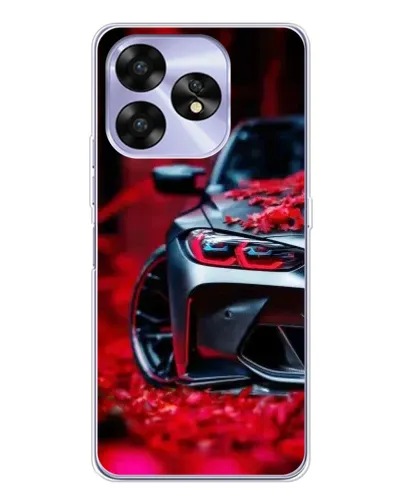 Чехол для UMIDIGI A15 с картинкой «Спортивная BMW и цветы»
