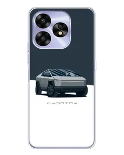 Чехол для UMIDIGI A15 с картинкой «Серебристый Cybertruck Tesla»