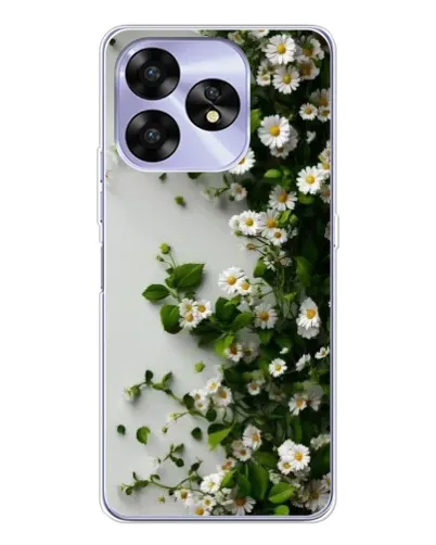 Чехол для UMIDIGI A15 с картинкой «Ветка мелких белых цветов»