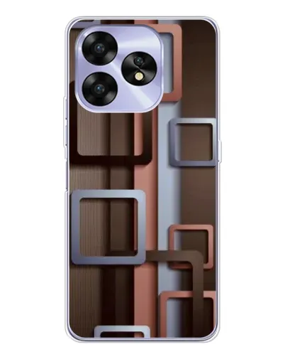 Чехол для UMIDIGI A15 с картинкой «Коричневые объемные квадраты»