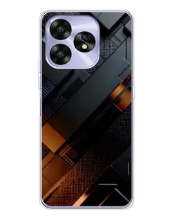 Чехол для UMIDIGI A15 с картинкой «Черные геометрические блоки»
