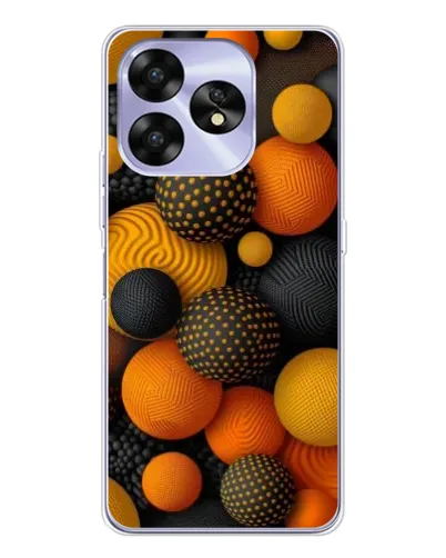 Чехол для UMIDIGI A15 с картинкой «Объемные оранжевые сферы»