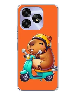 Чехол для UMIDIGI A15 с картинкой «Капибара на скутере»