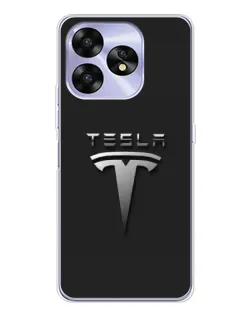 Чехол для UMIDIGI A15C с картинкой «Стальной логотип Tesla»