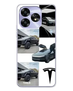 Чехол для UMIDIGI A15C с картинкой «Коллаж Cybertruck Tesla»