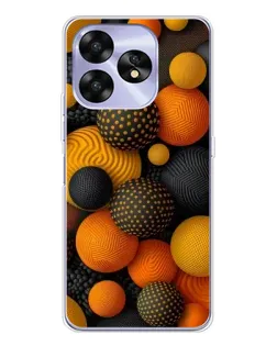 Чехол для UMIDIGI A15C с картинкой «Объемные оранжевые сферы»