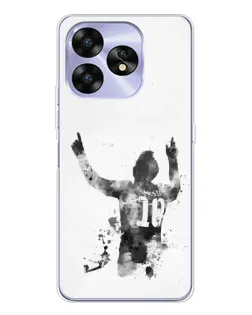 Чохол для UMIDIGI A15C з картинкою «Чорно-білий силует Мессі»