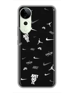 Чехол для Vivo iQOO Z10R с картинкой «Nike Black Pattern»
