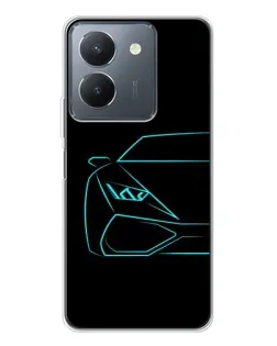 Чехол для Vivo S30 Pro Mini с картинкой «Голубой силуэт Lamborghini»