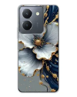 Чехол для Vivo S30 Pro Mini с картинкой «Белый цветок и золотой флюид»
