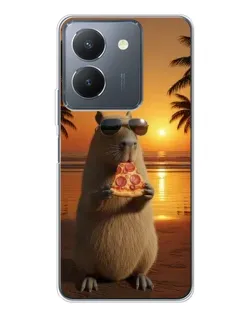 Чехол для Vivo S30 Pro Mini с картинкой «Капибара с пиццей»