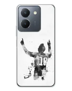 Чехол для Vivo S30 Pro Mini с картинкой «Черно-белый силуэт Месси»