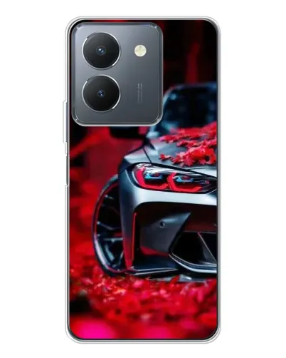 Чехол для Vivo S30 с картинкой «Спортивная BMW и цветы»