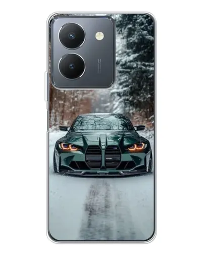 Чехол для Vivo S30 с картинкой «BMW в зимнем лесу»