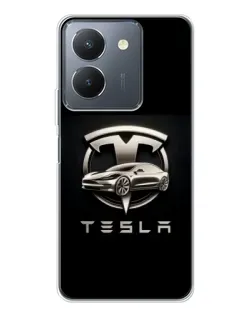 Чохол для Vivo S30 з картинкою «Tesla — срібне авто»