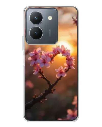 Чехол для Vivo S30 с картинкой «Розовый цвет сердце на фоне заката» Чехол для Vivo S30 с картинкой «Розовый цвет сердце на фоне заката»