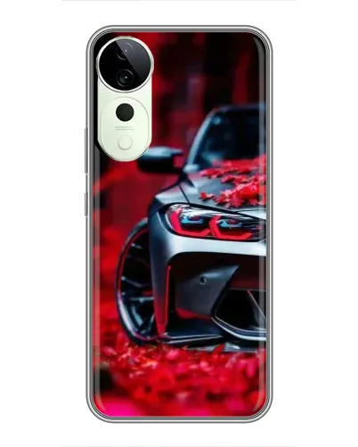 Чехол для Vivo T4 Pro с картинкой «Спортивная BMW и цветы» Чехол для Vivo T4 Pro с картинкой «Спортивная BMW и цветы»