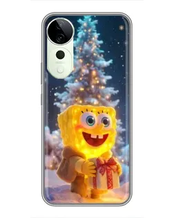 Чехол для Vivo T4 Pro с картинкой «Рождественский Спанч Боб»