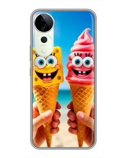 Чехол для Vivo T4 Pro с картинкой «Спанч Боб мороженое»