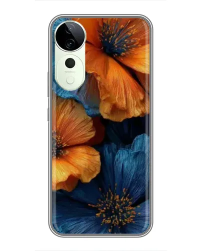 Чехол для Vivo T4 Pro с картинкой «Яркая сине-оранжевая флора» Чехол для Vivo T4 Pro с картинкой «Яркая сине-оранжевая флора»