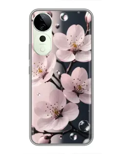 Чехол для Vivo T4 Pro с картинкой «Нежная сакура и капли» Чехол для Vivo T4 Pro с картинкой «Нежная сакура и капли»