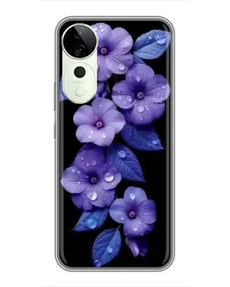 Чохол для Vivo T4 Pro з картинкою «Фіолетові квіти з росою»