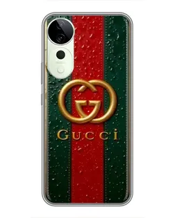 Чехол для ViVO T5e с картинкой «Gucci — фирменная полоса и золото»