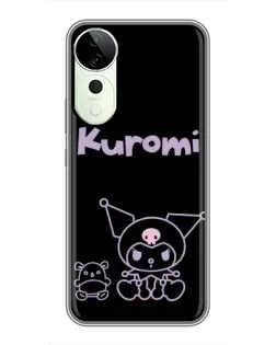 Чехол для ViVO T5e с картинкой «Kuromi — черный минимализм»