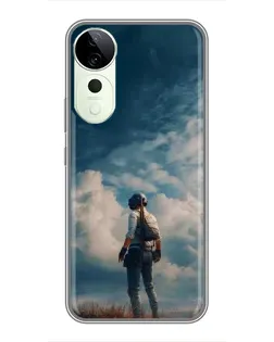 Чохол для ViVO T5e з картинкою «Герой PUBG на скелі»