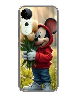 Чехол для ViVO T5e с картинкой «Микки с тюльпанами»