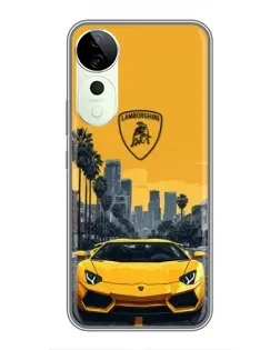 Чехол для ViVO T5e с картинкой «Желтый Lamborghini город»