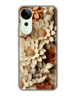 Чехол для ViVO T5e с картинкой «Бежевый флористический декор» Чехол для ViVO T5e с картинкой «Бежевый флористический декор»