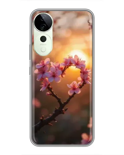Чехол для ViVO T5e с картинкой «Розовый цвет сердце на фоне заката» Чехол для ViVO T5e с картинкой «Розовый цвет сердце на фоне заката»