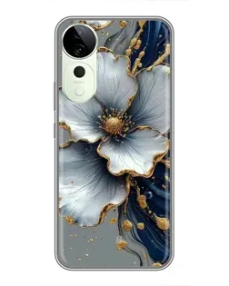 Чехол для ViVO T5e с картинкой «Белый цветок и золотой флюид» Чехол для ViVO T5e с картинкой «Белый цветок и золотой флюид»