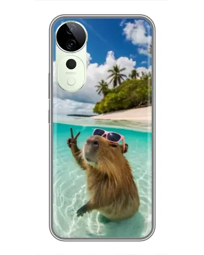Чехол для ViVO T5e с картинкой «Капибара на море»