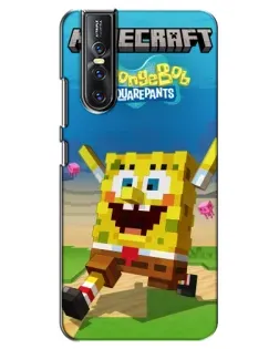 Чехол для Vivo V15 Pro с картинкой «Губка Боб Minecraft»