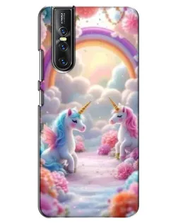 Чехол для Vivo V15 Pro с картинкой «Радуга и единороги»