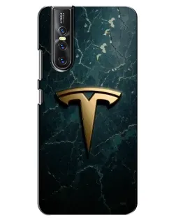 Чехол для Vivo V15 Pro с картинкой «Мраморная Tesla Gold»