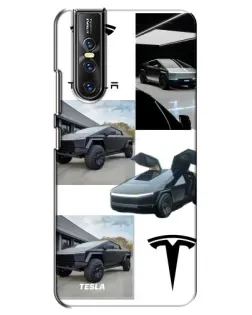 Чехол для Vivo V15 Pro с картинкой «Коллаж Cybertruck Tesla»