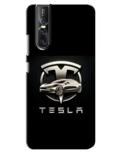 Чехол для Vivo V15 Pro с картинкой «Tesla — серебристое авто»