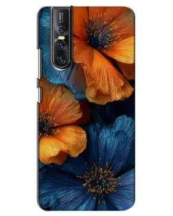 Чехол для Vivo V15 Pro с картинкой «Яркая сине-оранжевая флора»