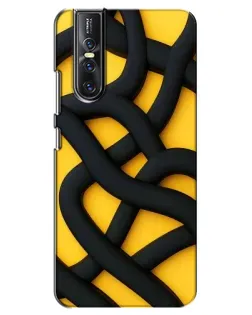 Чехол для Vivo V15 Pro с картинкой «Черное желтое переплетение»