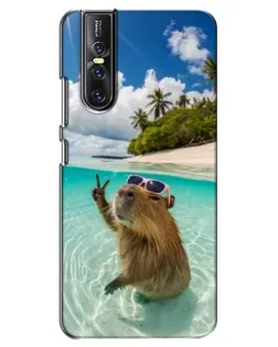 Чехол для Vivo V15 Pro с картинкой «Капибара на море»