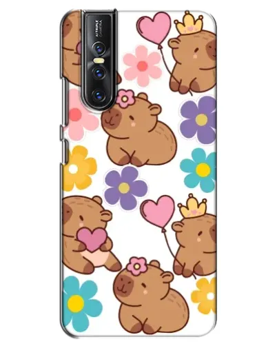 Чехол для Vivo V15 Pro с картинкой «Цветочный паттерн капибар»